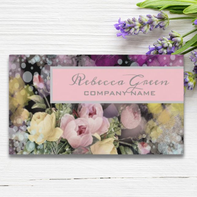 Tarjeta De Visita Flor florista acuarela rosa floral (Flower shop Florist watercolor pink floral Business Card)