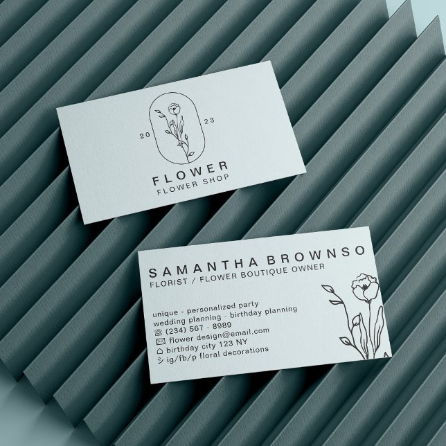 Tarjeta De Visita Flor florista florida azul suave elegante (Subido por el creador)