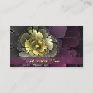 Tarjeta De Visita Flor Fractal Abstracta Moderna Purpura Gris Khaki