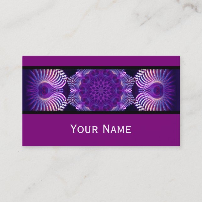 Tarjeta De Visita Flor fractal Kaleidoscope I + tu texto (Anverso)