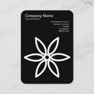 Tarjeta De Visita Flor Geométrica 02 - Blanco sobre Negro