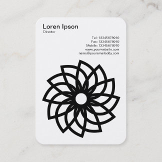 Tarjeta De Visita Flor Geométrica 03 - Negro sobre Blanco