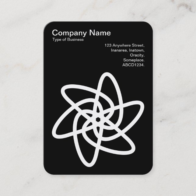 Tarjeta De Visita Flor geométrica 05 - Blanco sobre negro (Anverso)