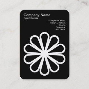 Tarjeta De Visita Flor Geométrica 07 - Blanco sobre Negro