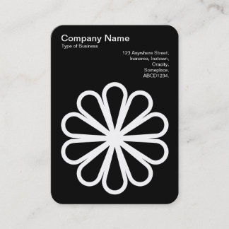 Tarjeta De Visita Flor Geométrica 07 - Blanco sobre Negro