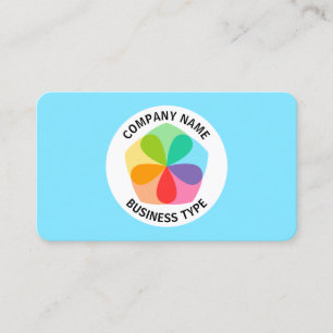 Tarjeta De Visita Flor geométrica - Azul pálido #7FE6FF