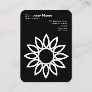 Tarjeta De Visita Flor geométrica - blanco sobre negro