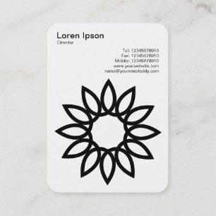 Tarjeta De Visita Flor Geométrica - Negro sobre Blanco