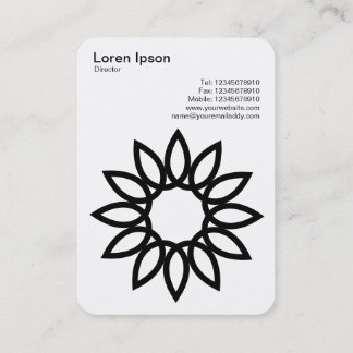 Tarjeta De Visita Flor Geométrica - Negro sobre Blanco