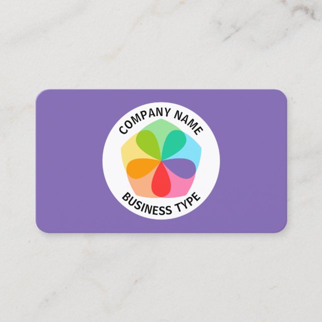 Tarjeta De Visita Flor geométrica - Púrpura #7F66B2 (Anverso)