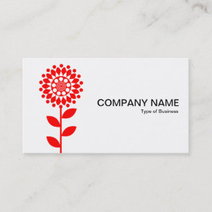 Tarjeta De Visita Flor geométrica - Rojo sobre blanco