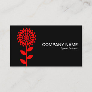 Tarjeta De Visita Flor geométrica - Rojo sobre negro