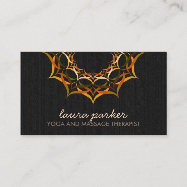 Tarjeta De Visita Flor Golden Lotus Mandala Yoga Health Massage (Anverso)