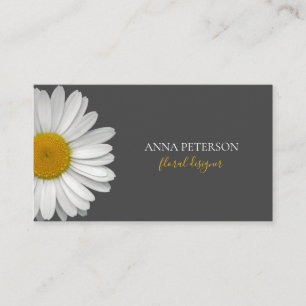 Tarjeta De Visita Flor gris elegante de la margarita anaranjada