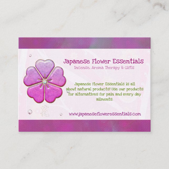 Tarjeta De Visita Flor japonesa Jeweld HANDMADE BOTANICALES ACEITES (Anverso)