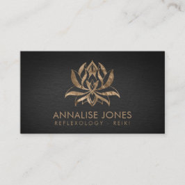 Tarjeta De Visita Flor Lotus elegante - oro pastel