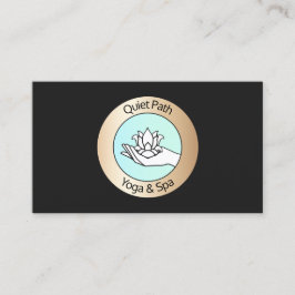 Tarjeta De Visita Flor Lotus en mano belleza natural y salud