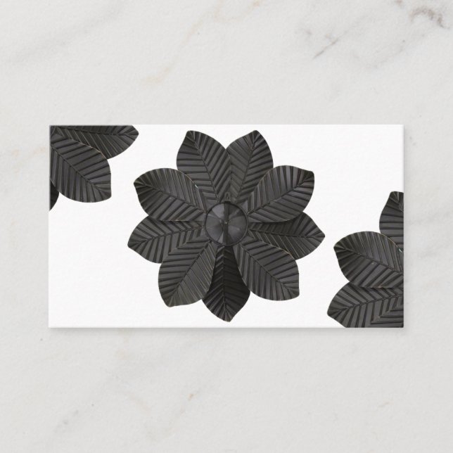 Tarjeta De Visita Flor mate negro 3D  (Anverso)