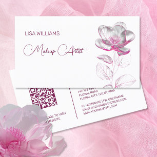 Tarjeta De Visita Flor metálica brillante rosa