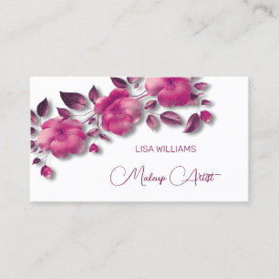 Tarjeta De Visita Flor Metálica Rosa Brillante