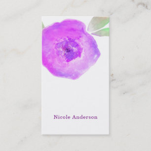 Tarjeta De Visita Flor Moderna Chic Personalizada Acuarela Rosa Púrp