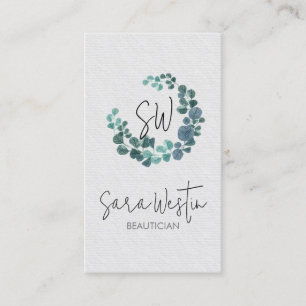 Tarjeta De Visita Flor Monograma de Belleza de Esteticista