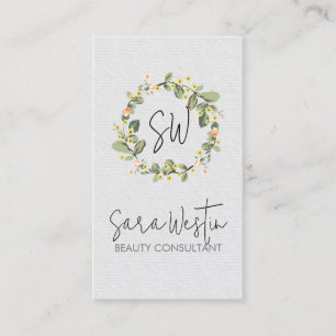Tarjeta De Visita Flor Monograma de Belleza de Esteticista
