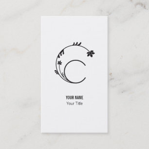 TARJETA DE VISITA FLOR MONOGRAMA DE LETRA C BLANCA MONA
