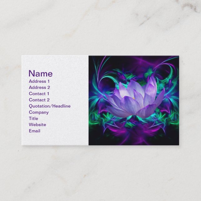 Tarjeta De Visita Flor morada de loto y su significado (Anverso)