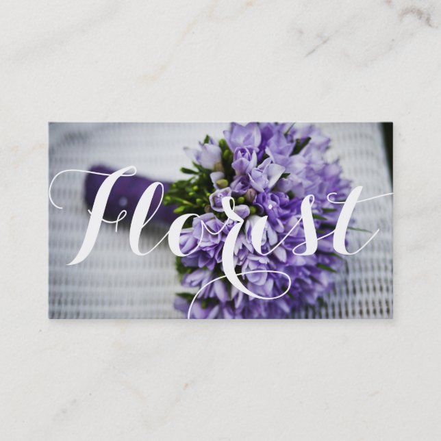 Tarjeta De Visita Flor morada en la tienda (Anverso)