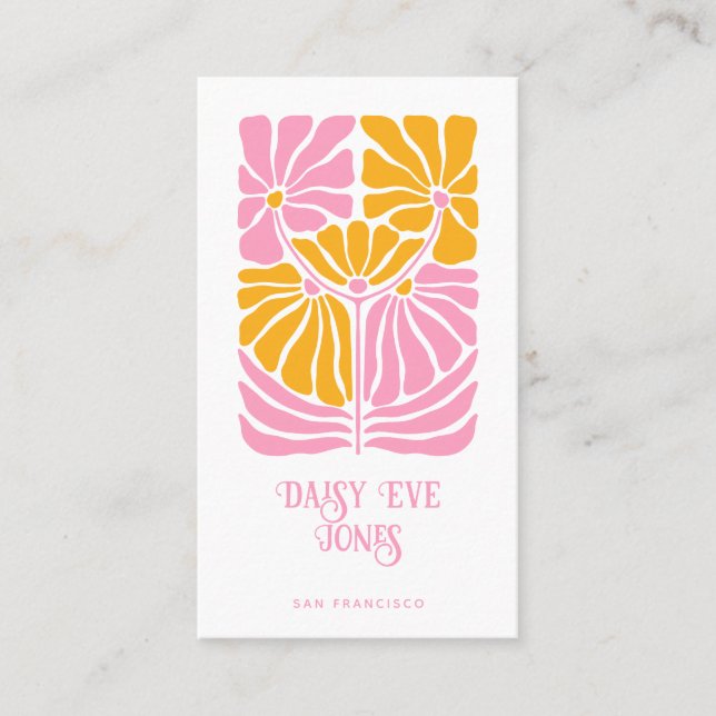 Tarjeta De Visita Flor Naranja de oro rosa Retro Boho (Anverso)