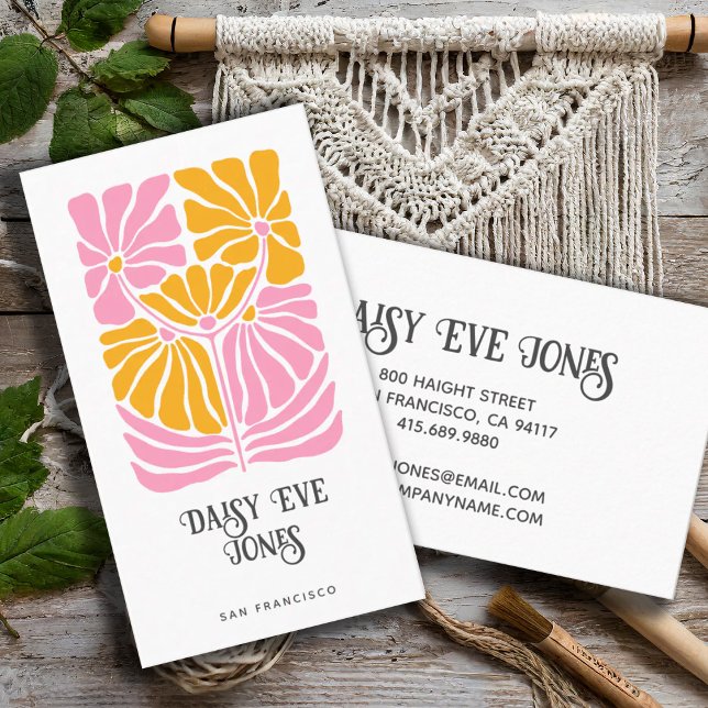 Tarjeta De Visita Flor Naranja de oro rosa Retro Boho (Subido por el creador)