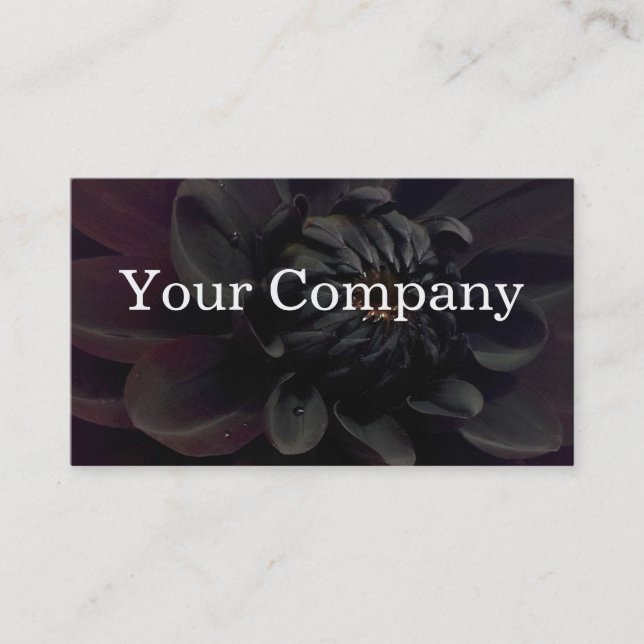 Tarjeta De Visita Flor negra floral moderna de la dalia (Anverso)