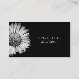 Tarjeta De Visita Flor negra simple elegante de la margarita blanca