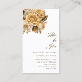 Tarjeta De Visita Flor Neutra Bouquet-Blanco-Ahorra Nuestra Fecha-