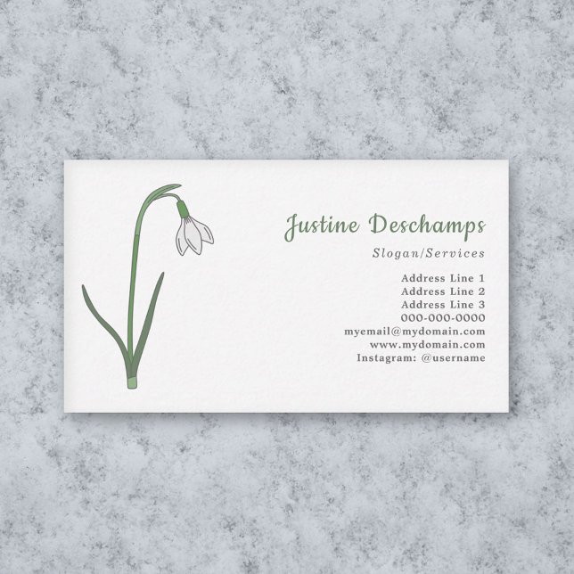 Tarjeta De Visita Flor Pastel de Snowdrop Botánica (Botanical Snowdrop Pastel Flower Business Card)
