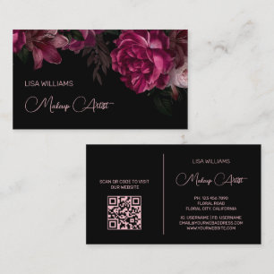Tarjeta De Visita Flor Peonía Rosa Negra