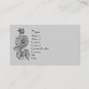 Tarjeta De Visita Flor peony en gris plateado elegante