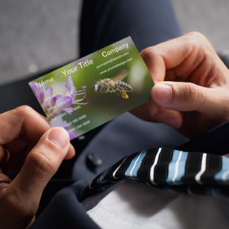 Tarjeta De Visita Flor Purplia de abejas volando