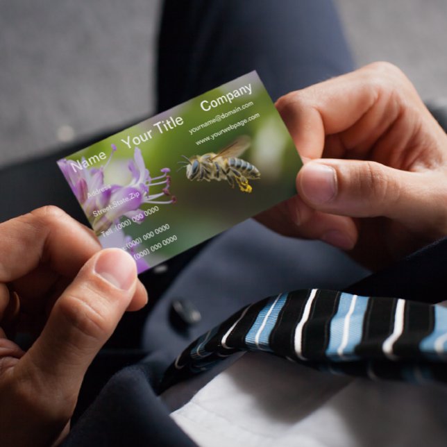 Tarjeta De Visita Flor Purplia de abejas volando (Subido por el creador)