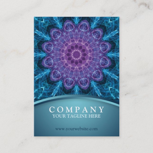 Tarjeta De Visita Flor púrpura espiritual, mar del azul - rechoncho (Anverso)