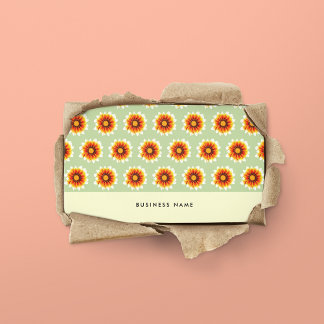 Tarjeta De Visita Flor Retro Pequeña Mostaza Verde Floral Amarilla