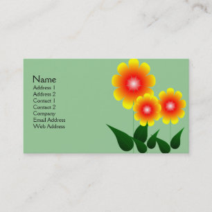 Tarjeta De Visita Flor roja y amarilla