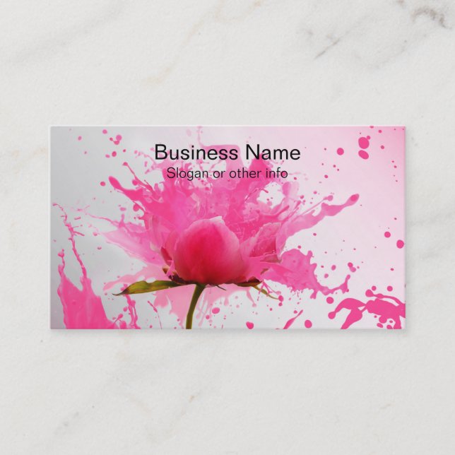 Tarjeta De Visita Flor rosa Abstract Paint Splatt (Anverso)