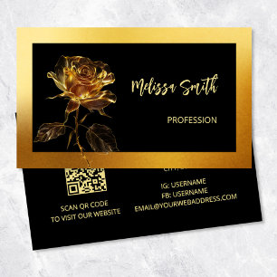 Tarjeta De Visita Flor Rosa de oro de lujo