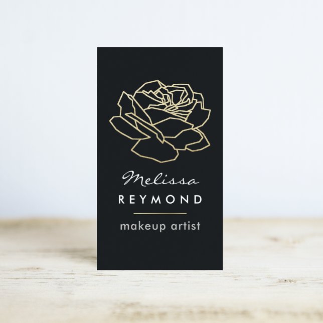 Tarjeta De Visita flor rosa delineada, floral belleza maquillada (Subido por el creador)
