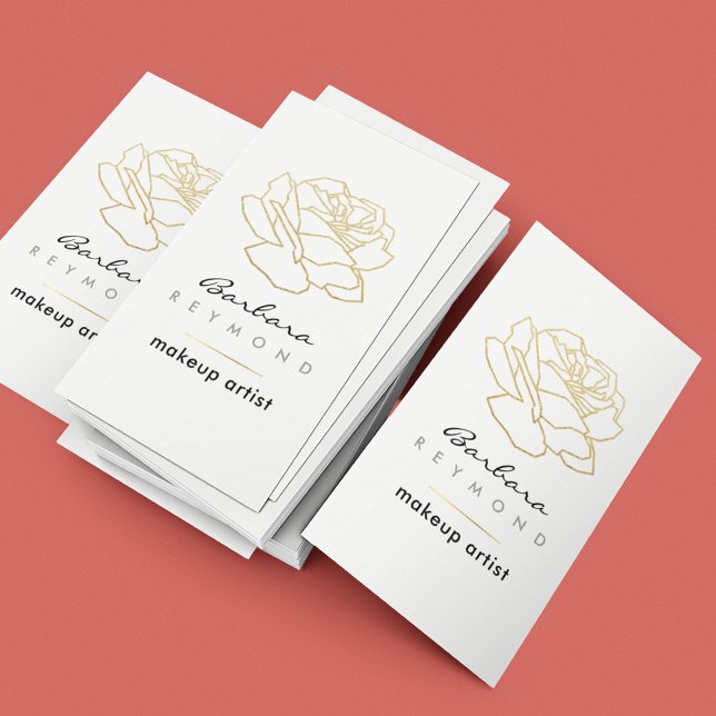 Tarjeta De Visita Flor rosa delineada, maquillaje belleza floral bla (Subido por el creador)