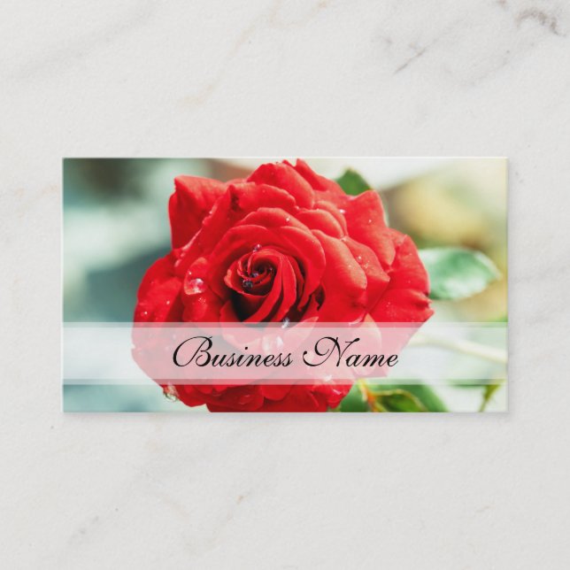 Tarjeta De Visita Flor rosa roja (Anverso)