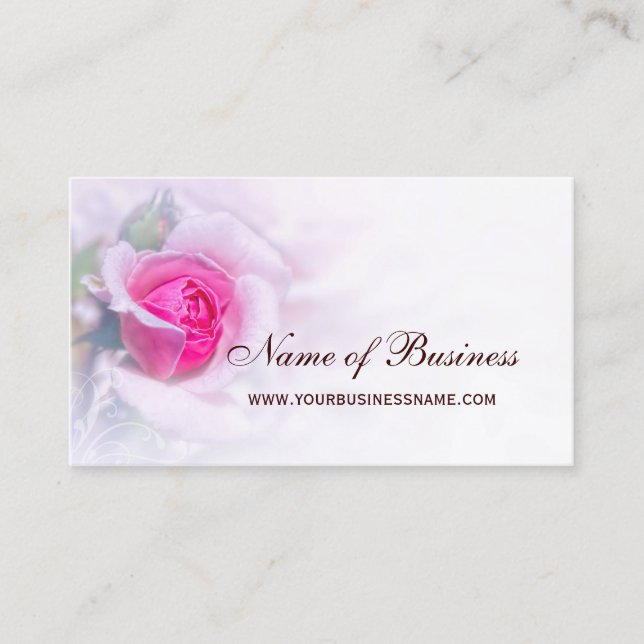 Tarjeta De Visita Flor rosa rosa rosa Feminina Elegante Floral (Anverso)