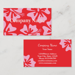 Tarjeta De Visita Flor rosa y roja Hibiscus floral moderna